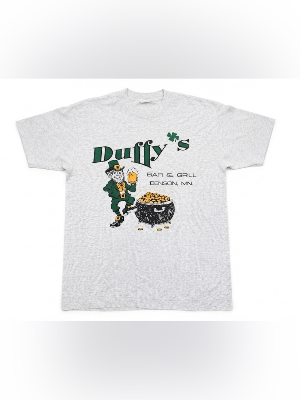 Vintage Duffy's Bar & Grill T-Shirt Mens L Benson MN Leprechaun Pot of Gold